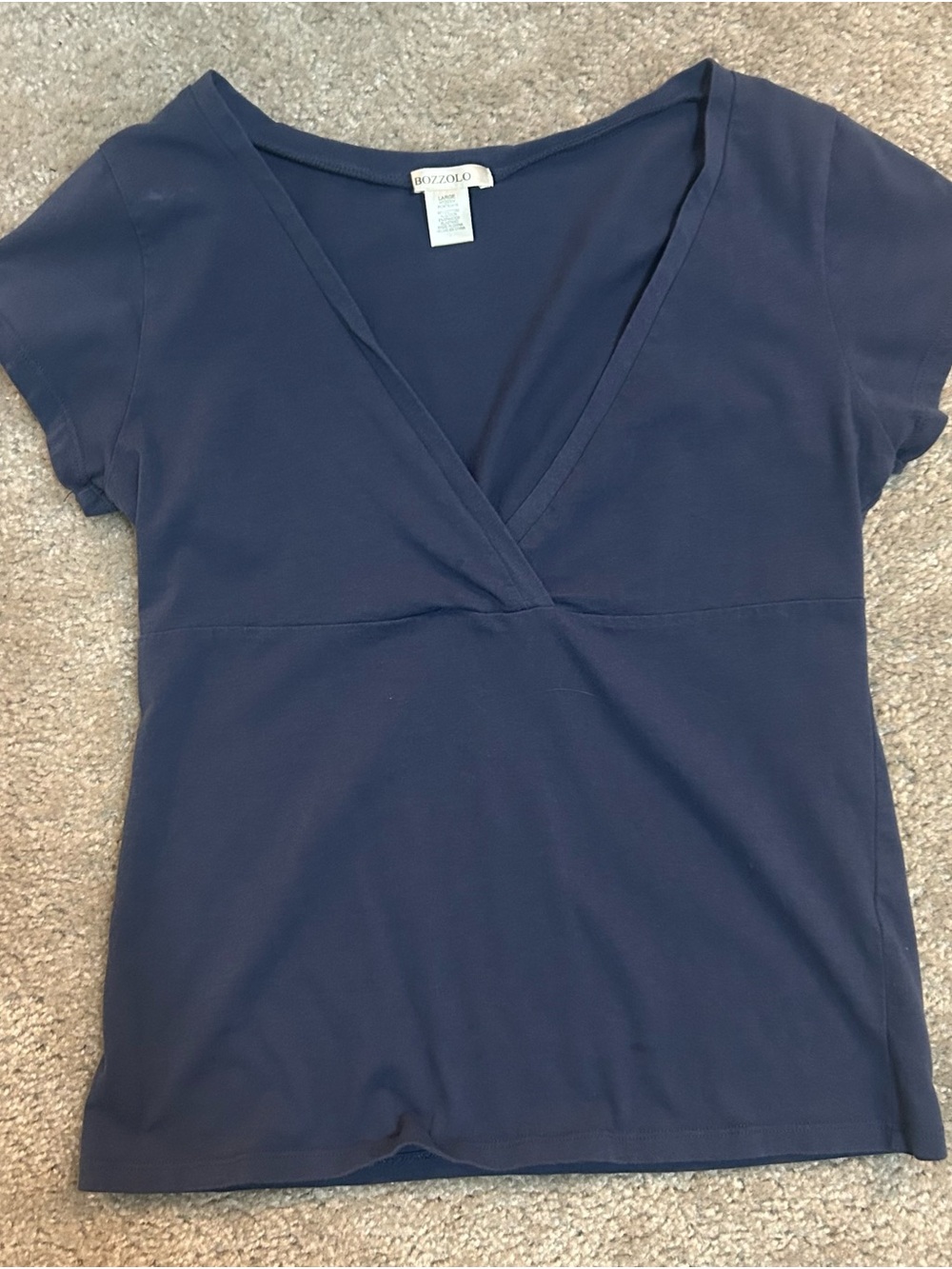 Bozzolo Navy V-Neck Short Sleeve Top